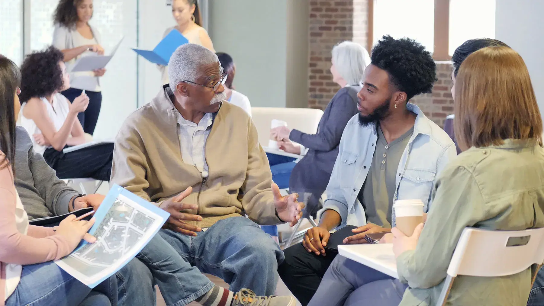 A group of people having a discussion