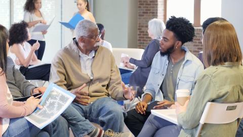 A group of people having a discussion