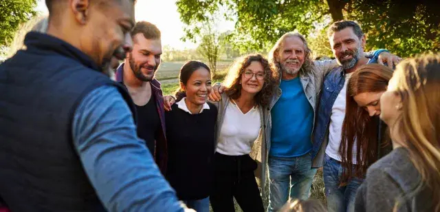 a standing group of people